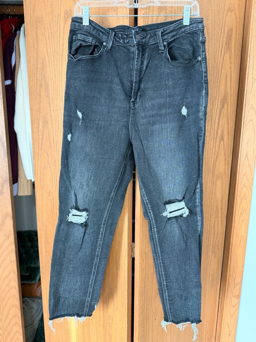 Washed Black Distressed Boyfriend Jeans